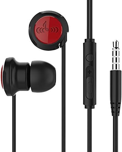In ear earphones, Volume Control Noise Isolating Metal Bass Pure Sound Wired Earphones with Microphone for iPhone, iPad, Samsung, Nokia, HTC, MP3, MP4 Player etc (Black)