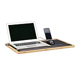 Relaxdays Laptoptisch, Knietablett, Laptop Unterlage, 2 Mousepads, Smartphone Halterung, BxT: 60 x 40 cm, Bambus, Natur Relaxdays Laptoptisch, Knietablett, Laptop Unterlage, 2 Mousepads, Smartphone Halterung, BxT: 60 x 40 cm, Bambus, Natur