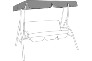 Judy1980 Toile de Balancelle de Jardin 3 Places Imperméable,Toit de Rechange pour Balancelle Extérieur Anti-UV,Toit de Remplacement pour Balançoire JardinTerrasse Balcon (164 * 114 * 15cm, Gris)