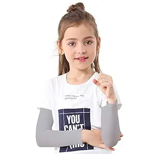 KALSARIA Arm Sleeves for Kids Toddlers UPF 50 UV Sun Protection Winter Sleeves to Cover Arms - Gray (Pack of 1)