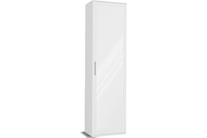 WHATSIZE ENTERPRISE - Modern Entryway Hall Single Wardrobe with Drawers Storage Coat Rack, Shoe Storage, Hanging Hooks Cabinet Contemporary Bedroom Hallway, Mudroom, or Foyer Furniture White