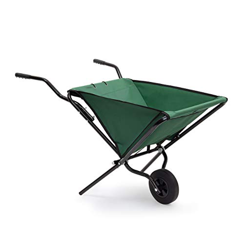 Relaxdays Carretilla Plegable para el jardín 10020045-Carretilla, Verde, 112x63x66 cm
