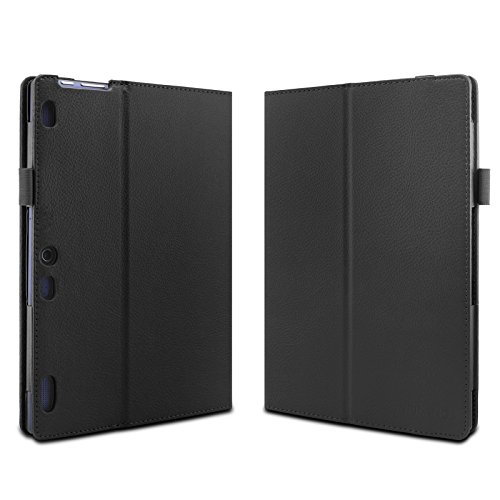 Infiland Lenovo Tab 2 A10-70 / Tab 2 A10-70L / Tab 2 A10-70F / Tab 2 A10-30F / Tab 2 A10-30L / Tab 3 10 Business/ Tab3 10 Plus Hülle Case -Slim Fit Folio PU-lederne dünne Kunstleder Schutzhülle Cover Tasche für Lenovo Tab 2 A10-70 / Tab 2 A10-30 / Tab 3 10 Business/ Tab3 10 Plus 10,1 Zoll Tablet (mit Auto Schlaf / Wach Funktion)(Schwarz) - 2