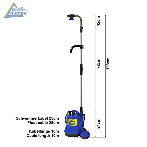 Tauchpumpe f. REGENTONNE REGENFASS Regenfasspumpe Klarwasserpumpe Regentonnenpumpe Regenwasserpumpe 350Watt max. Förderhöhe 12m max. 2.400l/h FASSPUMPE REGEN-STAR SUPER 350 Pumpe mit 10m Kabel, internem FILTERSIEB zum Pumpenschutz und Schwimmerschalter - 2