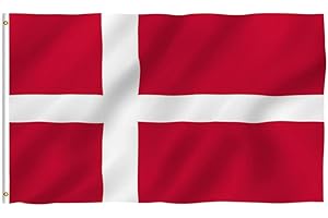 SHONYE 150X90cm Drapeau Danois, Drapeau Danemark avec 2 œillets en Métal, Drapeau du Danemark aux Couleurs Vives, Drapeau National Danois Décoré Lors D''événements Sportifs, Fêtes, Défilés