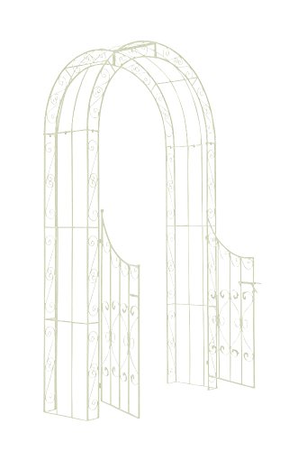 CLP Metall-Rosenbogen SINA mit TOR / TÜR, Durchgangs-Höhe 235 cm, Durchgangs-Breite ca. 110 cm, stabil, Eisen beschichtet, Doppeltor antik-creme - 2