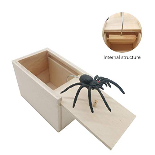 Broma Scare Caja ? Araña Broma Caja, Madera Sorpresa Caja ? Abril Fools Día Parodia Divertido Scare Pequeño Caja Madera Araña Miedo Niña para Niños Adultos Fiesta Regalos Regalos - Araña