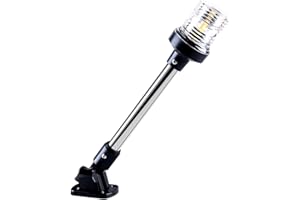 Sebnux White LED Fold Down Boat Stern Light Boat Anchor Light for Pontoon and Fishing Boat (9 Inch)