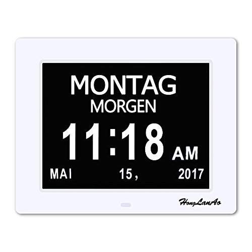 Honglanao ® 8 „Digitaler Kalender Tag Uhr mit Nicht Abbreviated Tag & Monat & Digital Kalender – Woche Zeit Alzheimeruhr ,Seniorenuhr Sehr Gut Geeignet für ältere (weiß). - 2