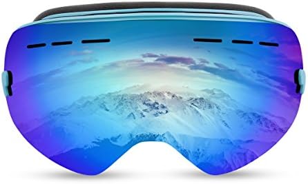 Sisport Ski Goggles Mens Women, OTG Over Glasses Snow Goggle UV400 Protection Anti-fog For Skiing/Snowboarding/Snowmobile/Cycling Outdoor Sports (Blue)
