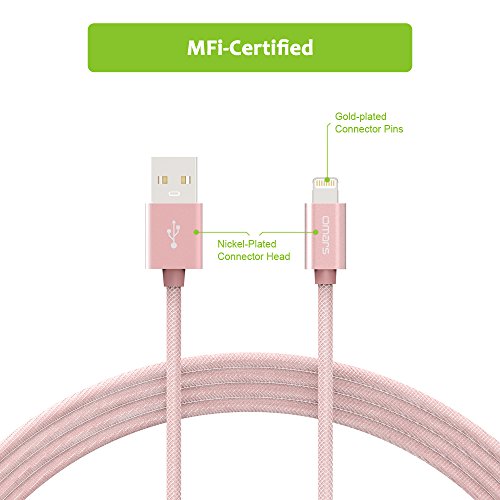 Lightning Ladekabel 1.2m [Apple MFi Zertifiziert] OMARS Dauerhaft umflochtenes Nylon USB Ladekabel mit Aluminum Anschluss für iPhone iPad und iPod - 4