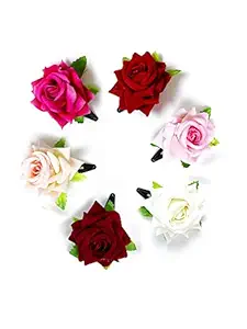 PARTYCART- Hair Clips for Women Multicolor Rose Hair Clips Hair Decorative Hair Pins Hair Accessories for Women and Girls