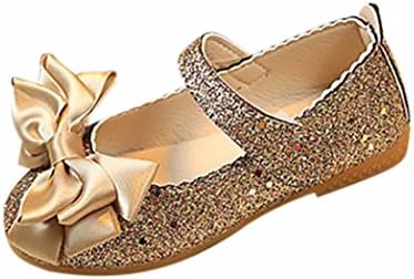 Baby Girls Shoes, Tianya Toddler Kids Princess Bowknot Dance Nubuck Leather Single Shoes Wedged Party Shoes Sandals (UK:7(Inside Length:15CM, Foot Length:14CM), Gold)