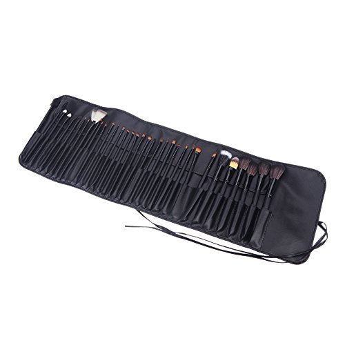 Abody 35Pcs Wood Makeup Brushes Kit Professional Cosmetic Make Up Powder Brushes Shadow Brushes Set + Pouch Bag Case
