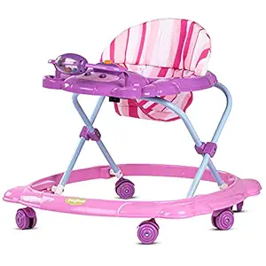 Baybee Baby Walker Round Kids Walker for Babies Cycle with Adjustable Height and Musical Toy Bar Rattles and Toys Ultra Soft Seat-Activity Walker for Kid and Wheel 6 Months to 2 Years (Pink&Violet)