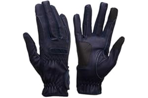 eGlove eQUEST GripPro - Leather Horse Riding Gloves - Hardwearing, Breathable and Grippy Real Leather - Synthetic Lycra comfort fit inserts - Touchscreen Gloves