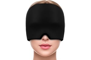 Migränmask Kylmask Ansikte mot huvudvärk, 360 graders kylpack Gel Termo Relief Mask, Kylmask Kylningsgelögon Sömnskärm, Kylmask Kyldynor för avkoppling, Svart Enstaka Storlek