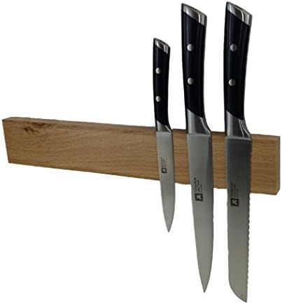 Wrenbury 15" Oak Solid Wood Magnetic Knife Rack Holder Handmade in the UK