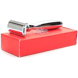 Double Edged Safety Razor for Men's Shaving with ergonomic handle and chrome finish, in presentation box. Style - Eagle…