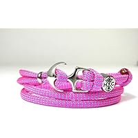 HanseCharms - Maritimes Surfer Anker Armband-Handmade-aus US Paracord Typ 3-Verstellbar-Unisex-Wickelarmband-Charm-Armband-Geschenk-Geburtstagsgeschenk-Neon Pink & Baby Blue Shockwave