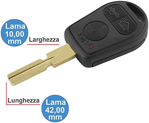 Cover Remote Key Case 3 Buttons and Hu58 Blade BMW F x1 x3 x5 x6 3 5 7 Series M3 M5 Z3 Z4 E36 E38 E39 E46 E53 E83 chiavit bm014 RICAMBI Shell Car Keys Electronic Spare Compatible Without Logo And Transponder