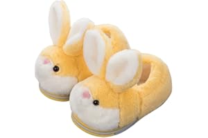 SURAKEY Zimowe kapcie dla dzieci i dziewczynek, pluszowe, puszyste, ciepłe kapcie z zającem, wygodne pantofle do użytku wewnątrz i na zewnątrz, ciepłe, antypoślizgowe podeszwy, bawełniane, buty, karykatura,