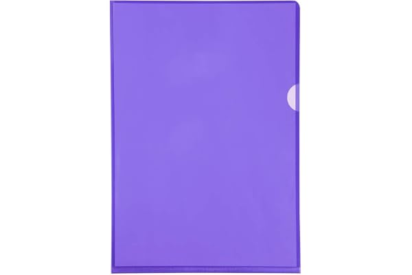 Exacompta - Réf. 660505E - Sachet de 10 pochettes coin lisse en PVC semi rigide - Epaisseur 13/100ème - Format à classer A4 avec encoche pour facilité l'ouverture - Coloris violet