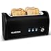 Produktbild Klarstein Cambridge • Toaster • Doppel-Langschlitz-Toaster • 4-Scheiben-Toaster • Edelstahl • Brötchenaufsatz • 6-stufig einstellbarer Bräunungsgrad • Auftau-Funktion • Aufwärm-Funktion • Brotlift-Funktion • Abbruch-Taste • 1400 Watt • schwarz