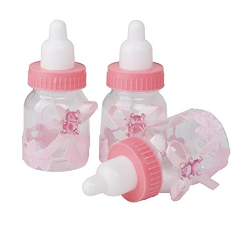 Tinksky Baby Candy Box Flasche Baby Shower Geschenk Box Party bevorzugt Taufe Geschenkpaket von 12(Pink) - 4