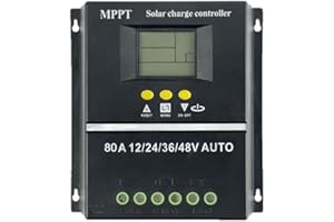 Geieold 80A MPPT/PWM ContrôLeur de Charge Solaire 12V/24V/36V/48V Outils de ContrôLeur Automatique Chargeur de Batterie Solaire PV avec éCran LCD et Double USB