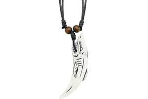 Holibanna Shark Tooth Necklace Leather Cord Shark Necklace Tribe Jewelry