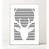 Kunstdruck / Poster DEER LINES -ungerahmt- Hirsch, Silhouette, skandinavisch, minimalistisch, Muster, Waldtier, Reh, abstrakt, Linien, geometrisch