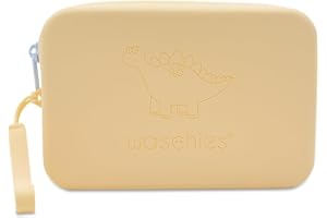 waschies Borsa da viaggio in morbido silicone elastico con chiusura lampo, per 3 trucchi e cosmetici, articoli per l'igiene, Giallo pastello, 19 x 12,5 x 4 cm, Beauty case