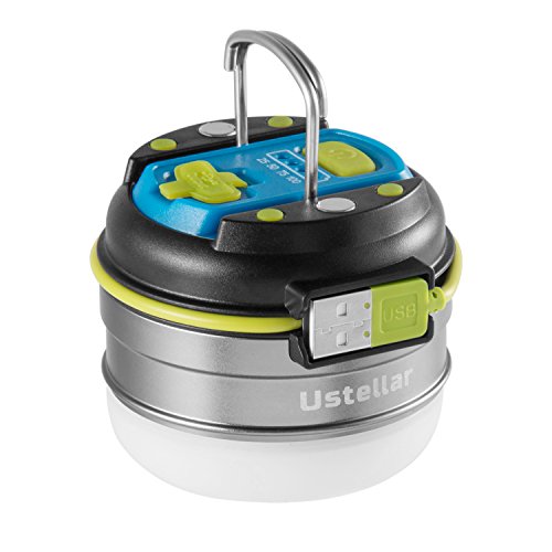 Ustellar LED Camping Taschenlampe, USB Aufladbar IPX4 wasserfest Camping Laterne, 2800mah Power Bank, 5 Lichtmodi, Tagbar Akkulampe mit Magnetisch Fuß für Camping, Wandern