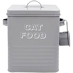 Lesser & Pavey Neuf Sweet Home Chat Nourriture Boîte en métal avec Pelle, métal, Gris, 18 x 15 x 25 cm