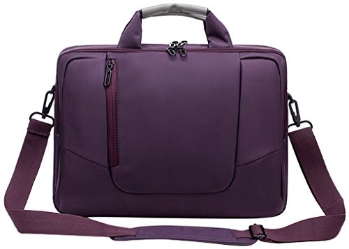 Laptop Umhängetasche aus weichem Nylon mit Schaumstoff gepolsterte Aktentasche, abnehmbarer Schultergurt - für 15,6-Zoll-Notebooks, Lila - von Rawboe