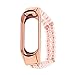 Produktbild Armband Für Xiaomi Mi Band 3 Band, MuSheng Elegant Damen Armband Hochwertigem Kunstperle Schmuck Uhrenband mit Edelstahl Rahmen Ersatz Luxus Smart Watch Strap (Roségold)