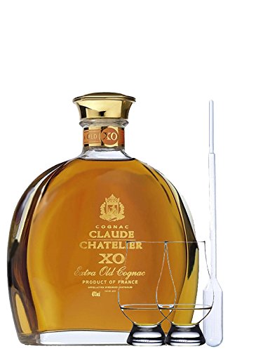 Preisvergleich Produktbild Claude Chatelier Cognac XO mit Etui 0,7 Liter + 2 Glencairn Gläser und Einwegpipette