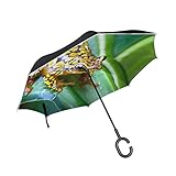 XiangHeFu - Paraguas invertido de Doble Capa, Arlequín Poison, Rana de Dardos, Plegable,...