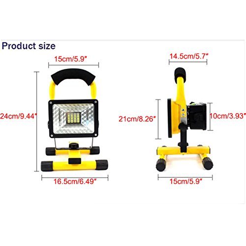 Latinaric 30W LED Akku Flutlicht Scheinwerfer 360°Drehbar Sicherheit Baustrahler Strahler IP65 für Camping Outdoor mit 3 Leucht Mode - 4