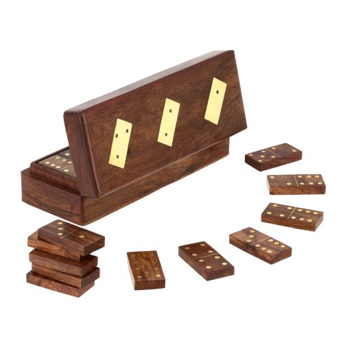 Preisvergleich Produktbild Shalinindia, Domino wooden Box mit Dominos, 20 cm