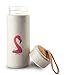 Price comparison product image JAMMYLIZARD Fun Novelty Hot or Cold Water Bottle Glass Interior BPA Free Bamboo Insulated, Flamingo - Cream