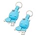 Produktbild munkees 2 x Schlüsselanhänger Hippo USB Ladekabel für Smartphones, Micro-USB, Lightning, Doppelpack Blau, 37006