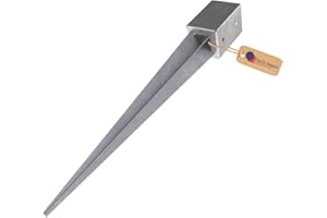 GeZu Impex Support de Poteau à Enfoncer Galvanisé à chaud Lot de 8 101 x 101 x 900 mm douille enfoncer piquet cloture bois clôture ancre