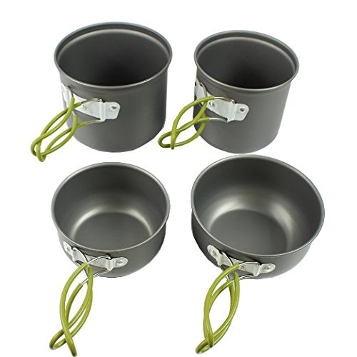 SUMERSHA Picknick Camping Wandern Backpacking Pot Pan Kochgeschirr Kochen im Freien Bowl Kochtöpfe (4 Stück) - 4