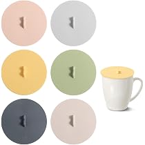 6 Stück Silikon-Becherdeckel (10 Cm) – Wiederverwendbar, Ofen- & Spülmaschinenfest, In Elfenbein & Grau