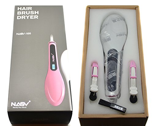 NASV-100 Electric LCD Ceramic Massager Hair Straightener Anti Scald Comb Brush - Professional Fast Hair Straightening Instant Heating Detangling Paddle Styling Tool - UK Plug (White)