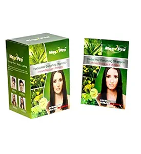 Max pro Noni Instant black hair dye shampoo hair darkening black color in 5 mins Pack of 10 for natural black and smoothness for men and Women