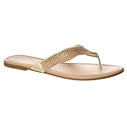 diamante toe post wedges