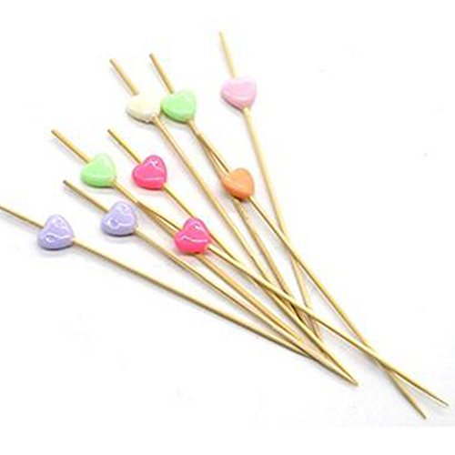 100x Demarkt Cocktailspieße Cocktail Picks Partypicker Deko Picker Herz Bunt - 2
